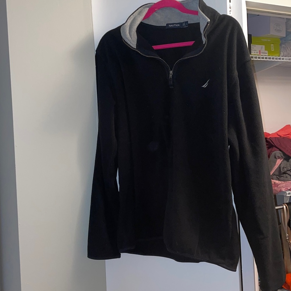 Large Black Nautica Fleece 3/4 Zipup